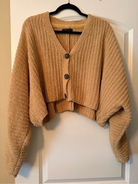 Love Tree Cropped V-Neck Cardigan Sweater